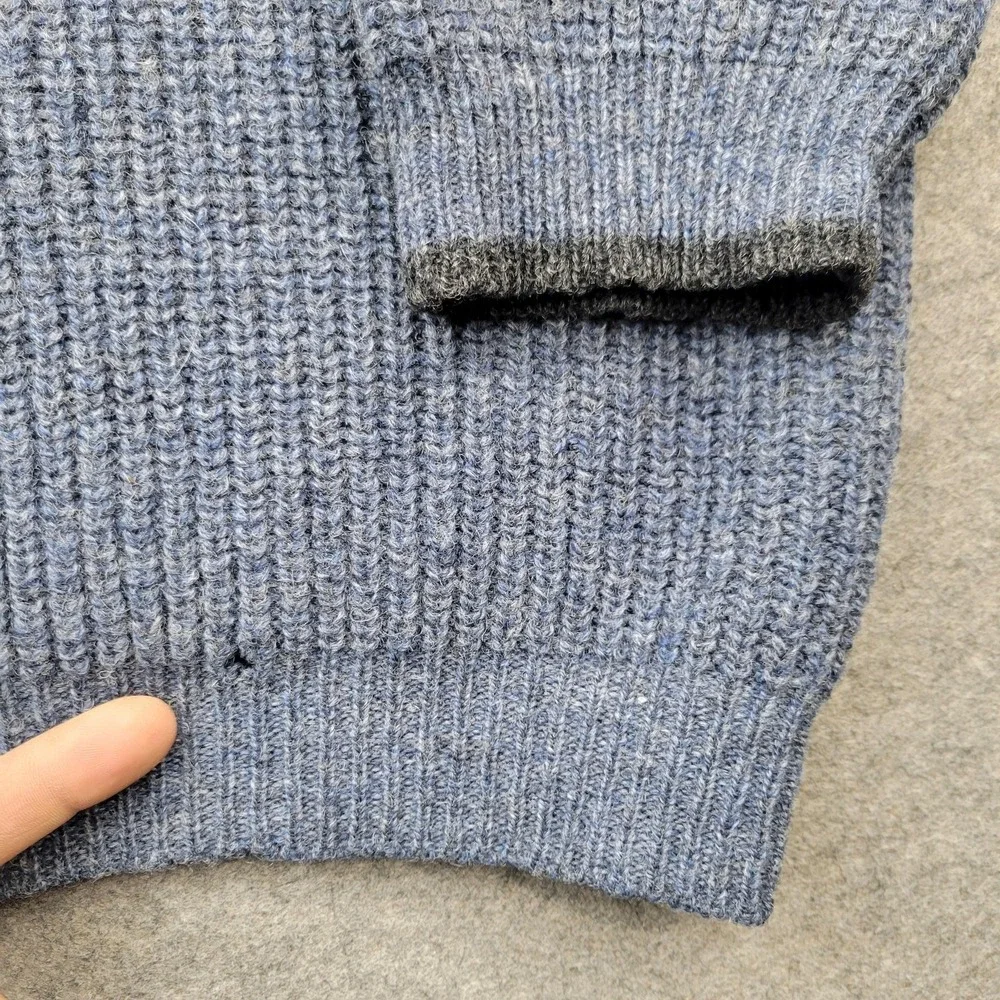 Columbia Sweater Mens Large Blue Shetland Wool 1/4 Zip Mock Neck Knit Pullover